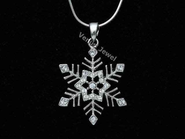 Clear Rhinestone Crystal Snowflake Pendant Necklace VP141 | eBay