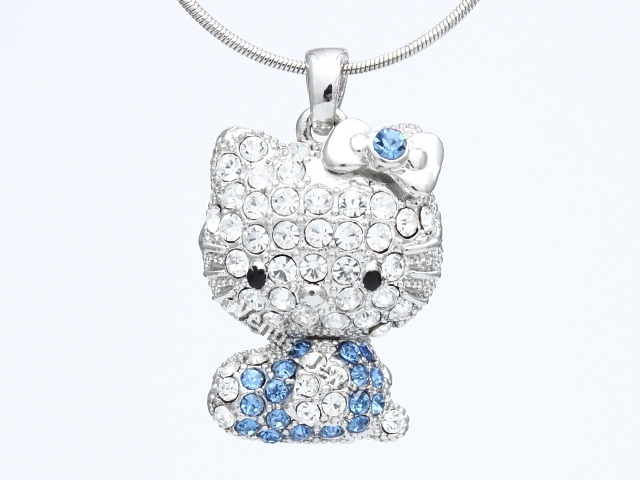 Blue Clear Rhinestone Crystal Hello Kitty Doll Pendant Necklace P696 | eBay