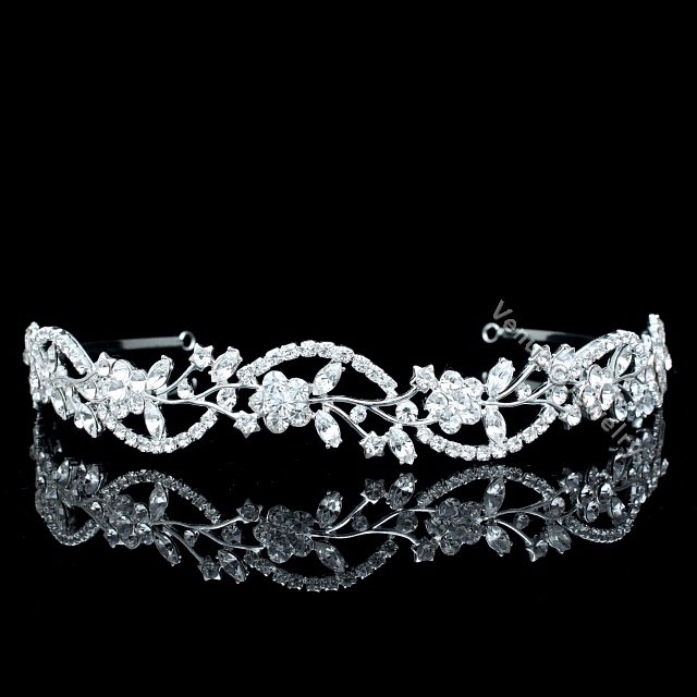Handmade Bridal Floral Rhinestones Crystal Prom Wedding Tiara Headband ...
