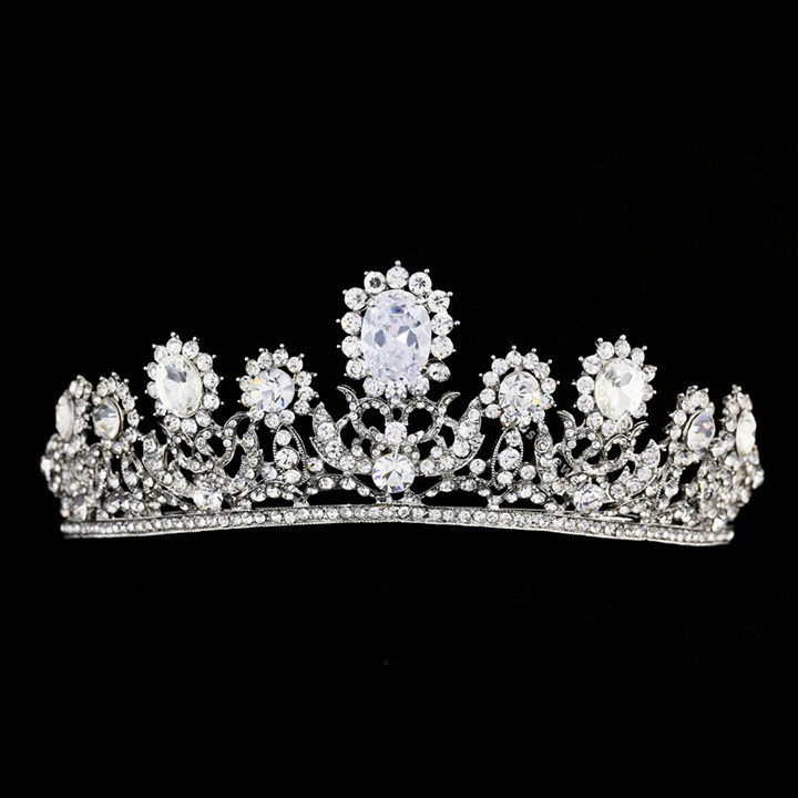 Bridal Pageant Flower Rhinestones CZ Crystal Wedding Crown Tiara 7973 ...