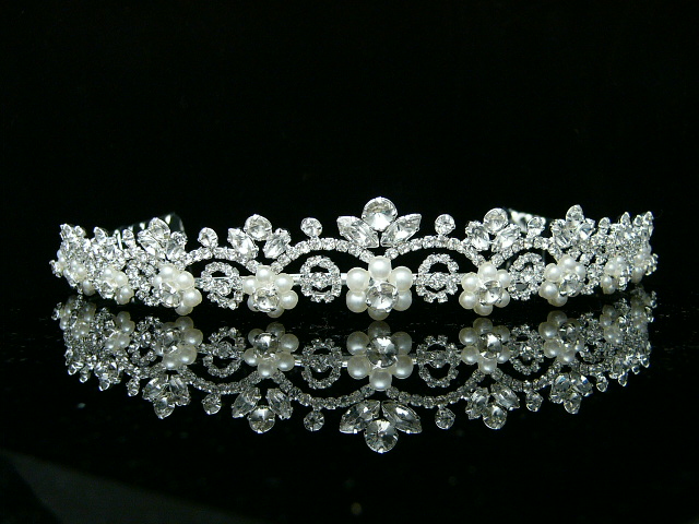 Bridal Floral Rhinestones Crystal Pearl Prom Wedding Crown Tiara 8211 ...