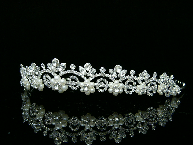 Bridal Floral Rhinestones Crystal Pearl Prom Wedding Crown Tiara 8211 ...